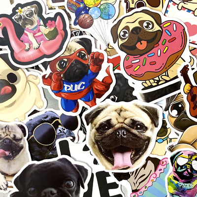 100 Piece Pug Pet Dog Notebook Laptop Water Bottle Sticker Pack | eBay