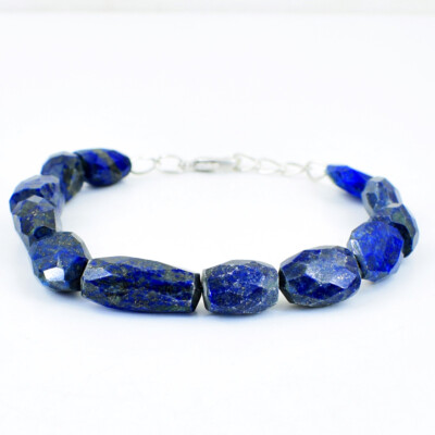 140,00 kt natürliches 7 Zoll langes blaues Lapislazuli facettiertes Perlenarmband NK 27-E65