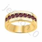 0.45 Ctw Lab Created Red Garnet 14K Yellow Gold Over Wedding Band Men's Ring