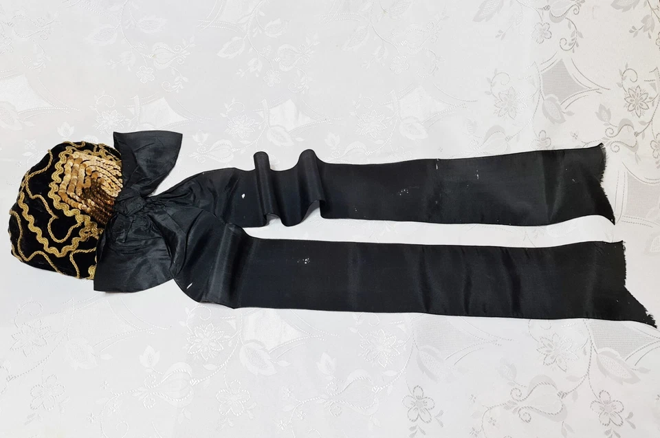 ANTIGUO AUTÉNTICO C19 AUSTRIA TRACHTENHAUBE VICTORIANO ORO BORDADO SOMBRERO Foto 4 de 4