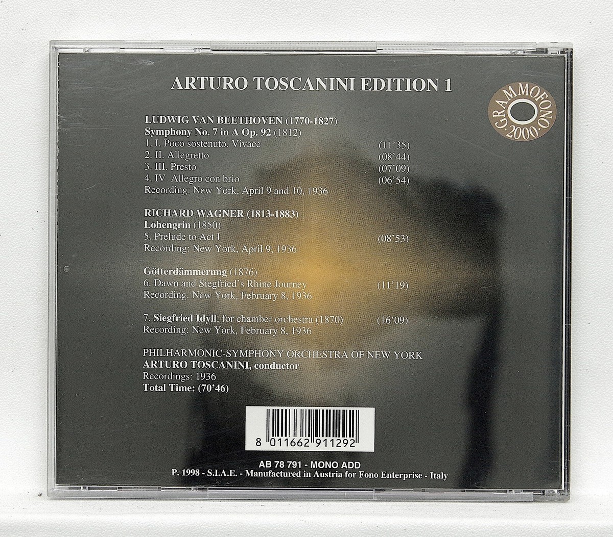 TOSCANINI ⸺ BEETHOVEN symphony no.7 ⸺ GRAMMOFONO CD NM | eBay