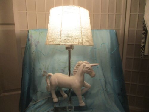 white ceramic unicorn table lamp