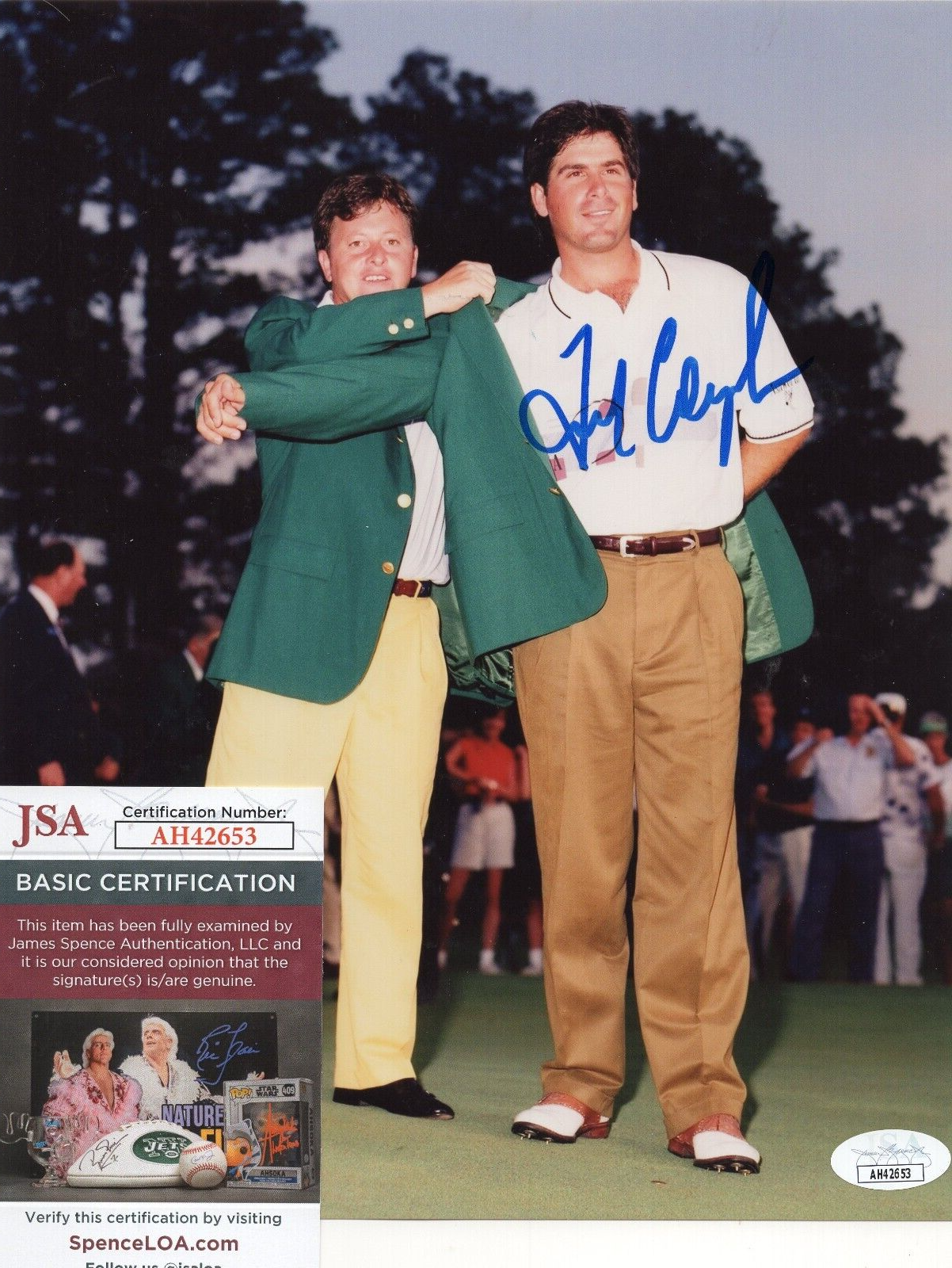 Fred Couples Autographed Signed MASTER WINNER MASTERS 8X10 VICTORY PHOTO WITH JSA+ 