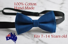 Boy Kids Teenage 100 Cotton PETROL BLUE Bow Tie Bowtie Wedding 7-14 Years Old