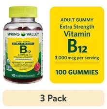 (3 pack) Spring Valley Extra Strength Vitamin B12 Supplement Vegetarian Gummies