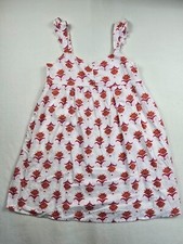 JCrew Floral Print Ruffle Strap White & Orange Cotton Dress Size 12