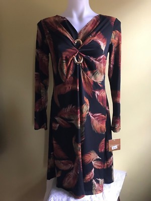 - Ellen Tracy Women Dress Black / Brown Multi Size S 