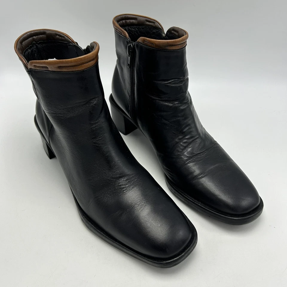 Женские сапоги Cole Haan 8 B черные кожаные на молнии на блочном каблуке Witchy Y2K 202896 - Изображение 2 из 4