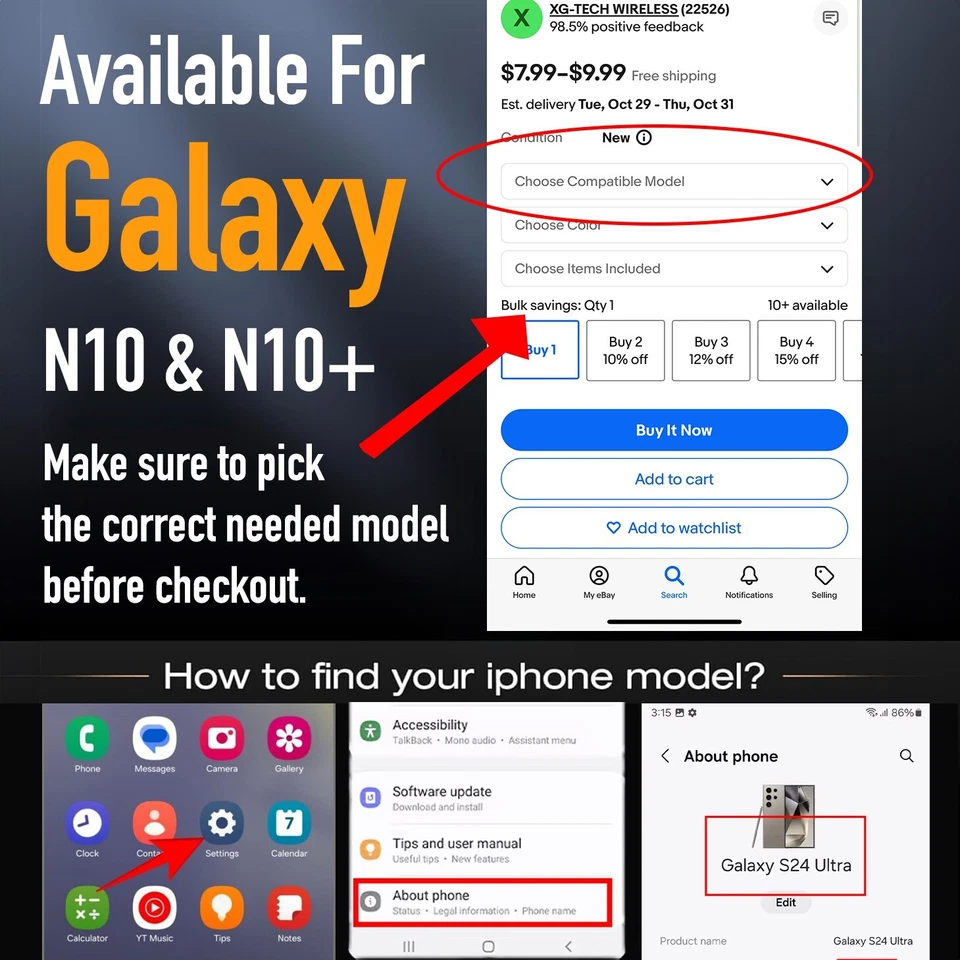 Capa à prova de choque série compatível com clipe de cinto defensor para Galaxy Note 10 10+ Plus - Imagem 2 de 4