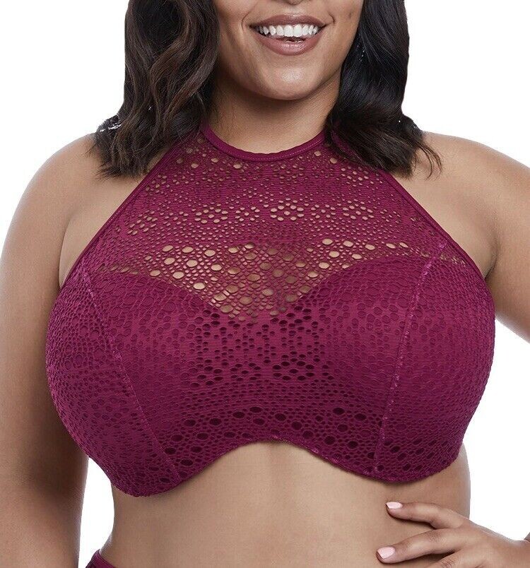 Sujetador acolchado halter alto con aros crochet bayas indie Elomi 7537