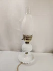Vintage Hobnail Milk Glass Hurricane Lamp Electric White MCM Table Parlor Fenton