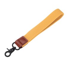 Wrist Lanyard Keychain, Braided Wristlet Strap with Black Clasp, Yellow