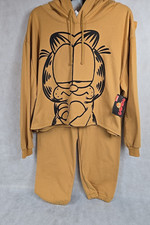 Garfield Womens Size 1X Big Face Sweatsuit Fleece Hoodie Long Sleeve Jogger Set