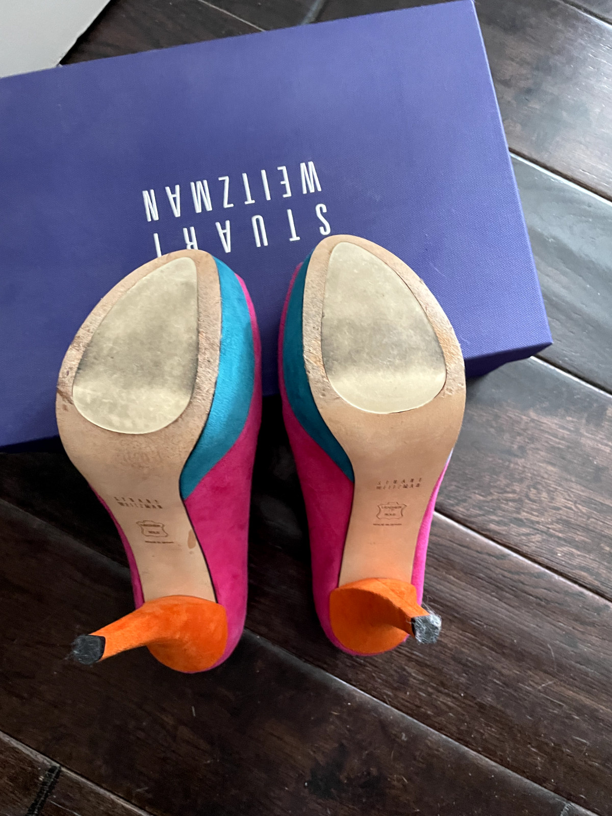 Stuart Weitzman Multi Colored Suede Platform Heel… - image 4