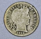 1912 D Barber Dime 10C Denver Mint 90% Silver Liberty Head