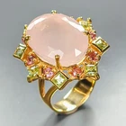 Handmade 24 ct+ Natural Rose Quartz Ring 925 Sterling Silver Size 8 /R462426