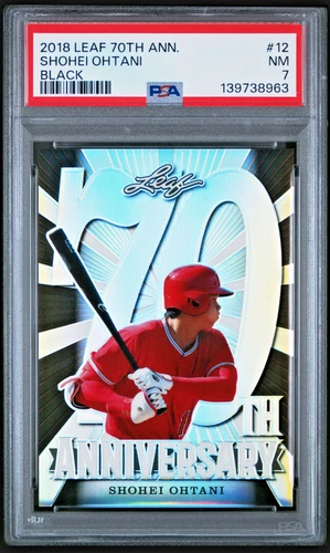 2018 Leaf 70th Anniversary Shohei Ohtani BLACK /15 #12 PSA 7