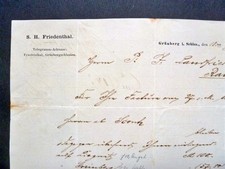 GRÜNBERG/Schlesien 1889, Rechnung S.H. FRIEDENTHAL