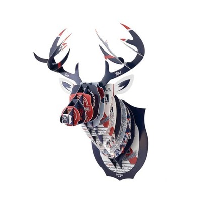 BEER DEER Pabst Blue Ribbon Classic Buck - PBR Deer Head 3D Cardboard Wall - ...