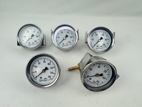 Ashcroft Pressure Gauge x(4) 9001-006 0-200psi & x(1) 0-160psi