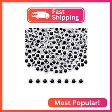 TOAOB 150pcs 8mm Plastic Wiggle Googly Eyes Self Adhesive Black Round Sticker Ey