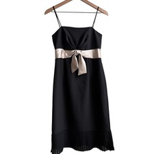 Y2K De Laru Empire Waist Pleated Hem Bow Detail Dress Size 4 Vintage