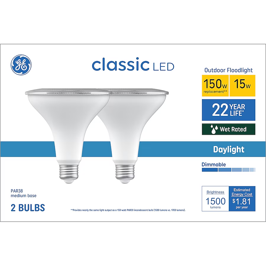 GE 150 -Watt EQ PAR38 Daylight Medium screw base E26 Dimmable LED Spot Flood