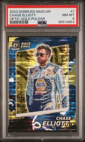 2022 Donruss Optic NASCAR Chase Elliott Gold Pulsar PSA 8 Pop 1