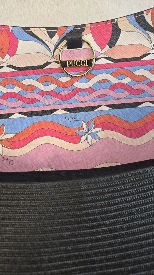 Сумка наплечная EMILIO PUCCI соломенная искусственная кожа черная многоцветная - Изображение 3 из 4