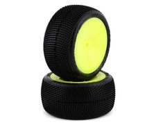 JConcepts Fuzz Bite LP 2.2" Pre-Mounted Rear Buggy Carpet Tires (Yellow) (2)
