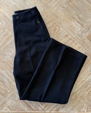 Dôen Glenne Wool-Blend Wide-Leg Pant, Black, ‘60s Inspired, Ultra-High Waist, 4