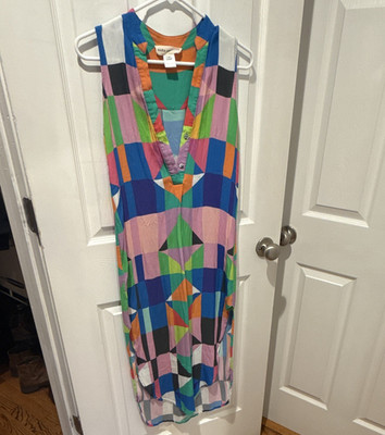mara hoffman maxi dress Mara Hoffman Multicolor Geometric Maxi Dress Sleeveless V-Neck Women's XS
