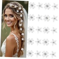 20Pcs Mini White Rhinestone Flower Hair Clips for Women Girls Sparkly