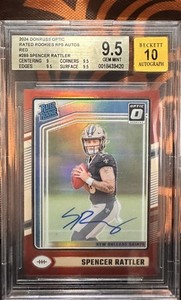 2024 Panini Donruss Optic Spencer Rattler Auto Red Prizm /75 (RC) #289 Beckett