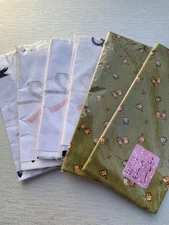 Tenugui Set of 5 Japanese Cotton Towels Assorted Designs Owl Pattern