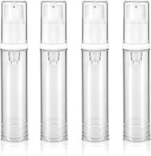 4 Pcs Empty Airless Pump Bottles, Refillable Clear Travel Pump Bottle Lotion