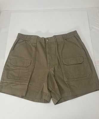 Outdoor Life Cargo Shorts Mens 36 In Khaki Tan Cotton Twill Multi Pocket Rugged