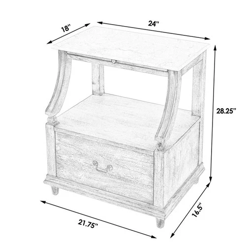 Butler Specialty Danielle Marble Nightstand In White - Picture 10 of 10
