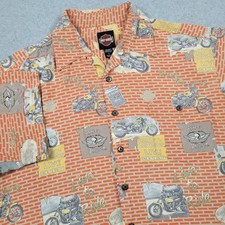 Vintage Harley Davidson Hawaiian Shirt Men Large All Over Print Made In USA