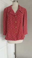 ST. JOHN COLLECTION TWEED PINK WHITE 3/4 SLEEVE JACKET SIZE 12 MADE IN USA