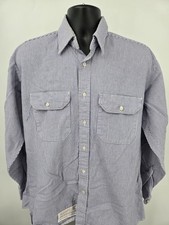 Bulwark Excel FR Large Shirt Blue Pinstripe Pocket 8 ATPV Flame Resistant Fire