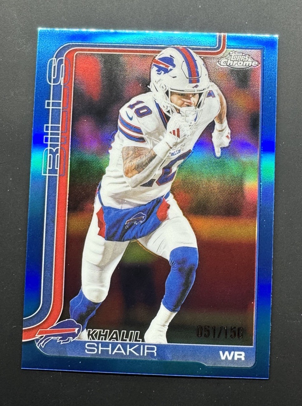2025 Topps Chrome Khalil Shakir #32 Blue Wave Refractor #51/150 Buffalo Bills