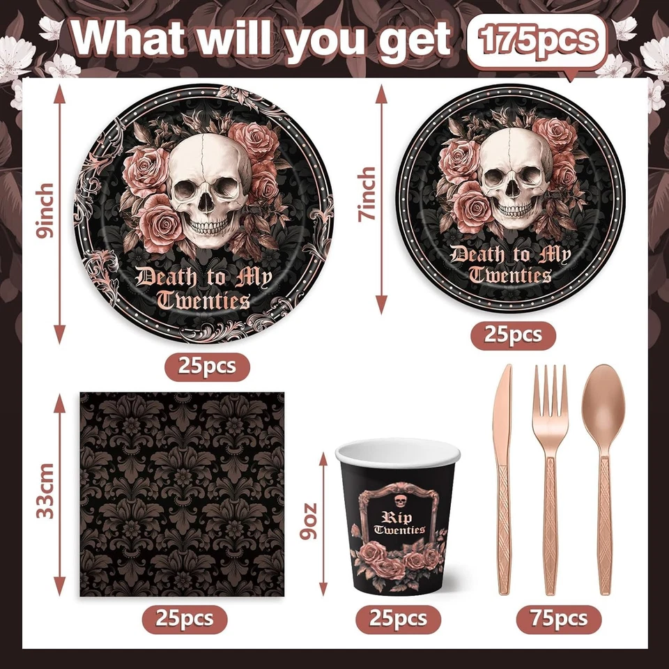 Vajilla de cumpleaños desechable 30th Milestone (platos, tazas, servilletas, utensilios) Foto 2 de 4