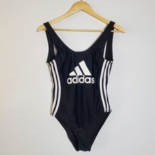 Adidas Black Logo front Low Back one piece swimsuit Size Small Great condition