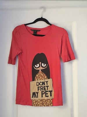 Marc Jacobs Graphic Tee Womens XS Red Girl Dont Fret Short Sleeve Cotton