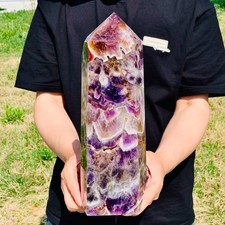 11.11LB Natural Dream Amethyst Crystal Column Wand Obelisk Point Reiki Healing