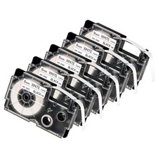 5PK Black on White Tape Cartridge XR-9WE for Casio KL-60 100 120 EZ Label Printe