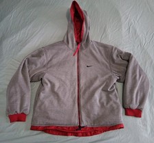 Vintage Nike Reversible Windbreaker 1/2 Zip Jacket Gray Red Hood XL 90s READ  