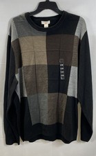 NWT Dockers Men's Comfort Touch Sweater Black Colorblock Crewneck XXL