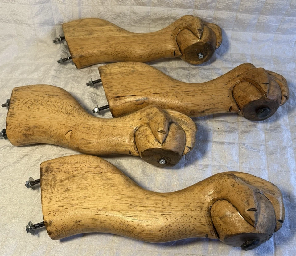 ¿Patas de mesa de madera tallada con 4 patas de roble? ¿Arce? Salvamento 14,5" largo reutilizable Foto 3 de 4